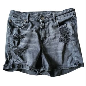 American Eagle Outfitters High Rise Dark Denim Shortie Jean Shorts